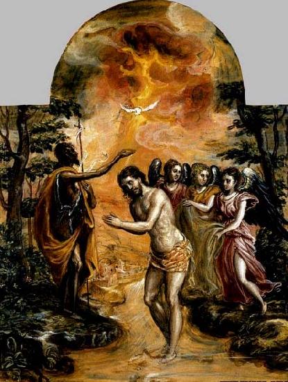 GRECO, El Baptism of Christ Sweden oil painting art